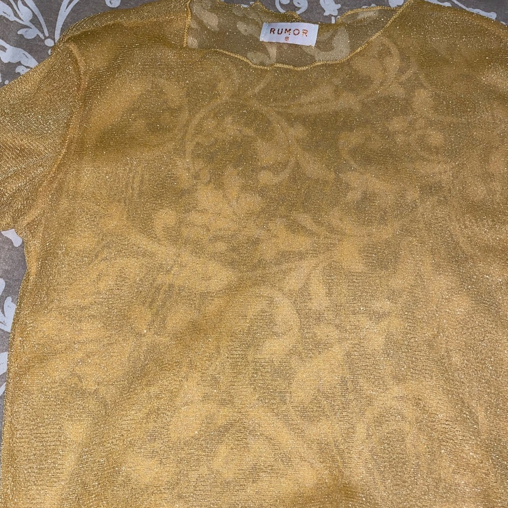 Sheer sparkly yellow top